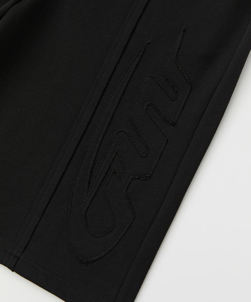 RAIMENT Big Patch Bermuda Wide Elastic Sweatpants_Black