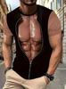 Men Funny Chest Hair Muscle 3D Print T-shirt Summer Short Sleeve Casual Harajuku Streetwear Tee