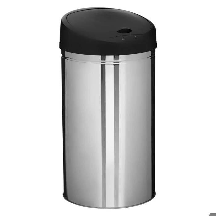 5Five - Poubelle Ronde de Cuisine en Inox 42 Litres Sensor Ouverture et Fermeture Automatique