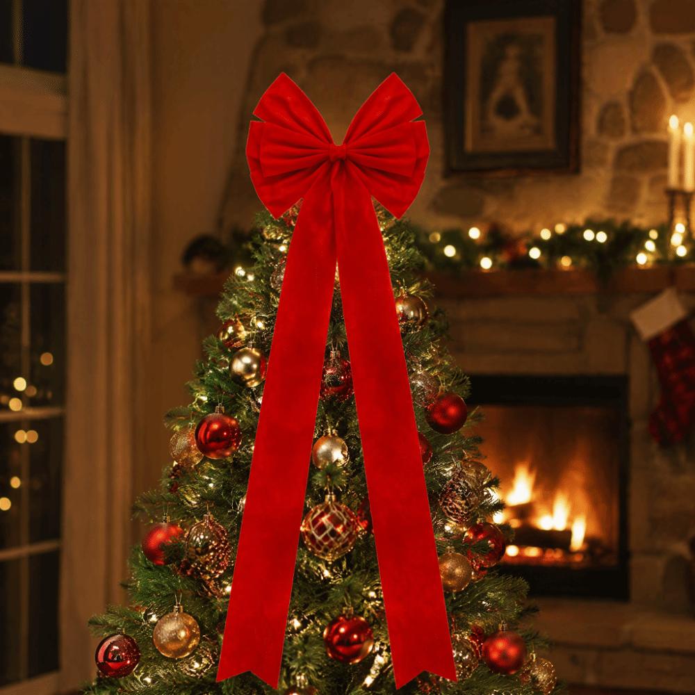 Large Size Christmas Bow Red Velvet Tree Topper Bow Giant Bow Ornament Front Door