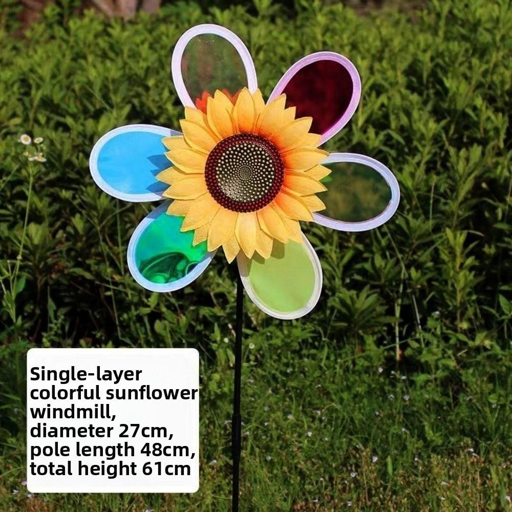 Diameter 27~38cm Rotating Sunflower Stake Standing Lawn Flower Pinwheel  Outdoor Party Picnic Decor