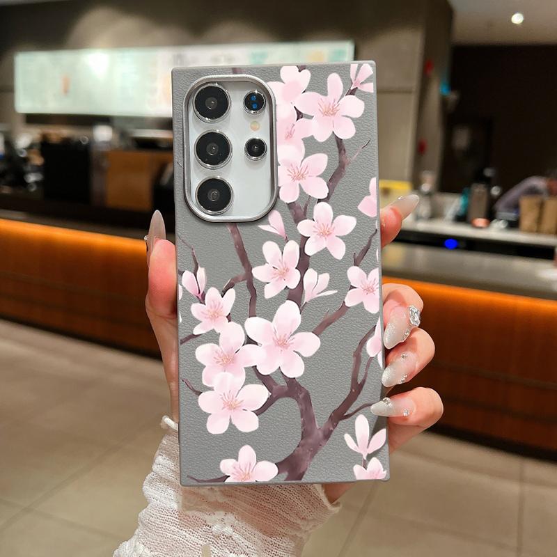 Hand-drawn Style Sakura Pattern Case For Samsung Galaxy S26 Ultra S25 Edge S24 Plus S23 S22 S21 FE A54 A15 A25 A35 A55 A16 A26 A36 A56 A17 A37 A57 5G