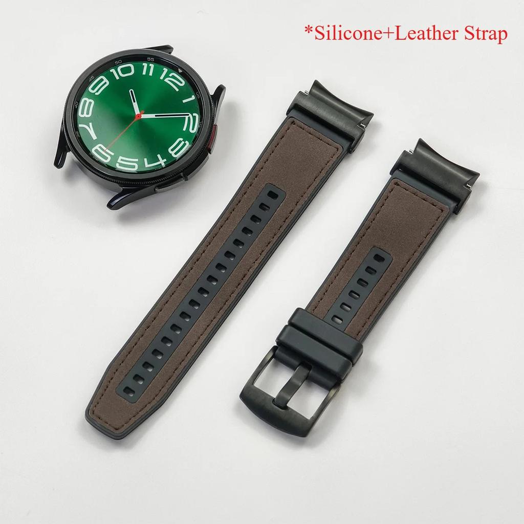 No Gaps Leather Strap for Samsung Galaxy Watch 7 6 5 4 40mm 44mm Watchband Bracelet for Galaxy Watch 6Classic 43 47mm 5Pro 45mm