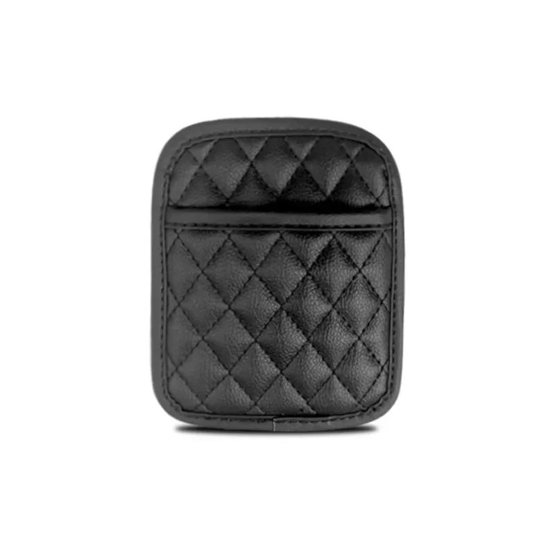 Kcimo Car Adhesive Organizers Pocket Bags PU Leather Car Storage Box Collecting Bag For Cards Phone Key Car Interior Universal