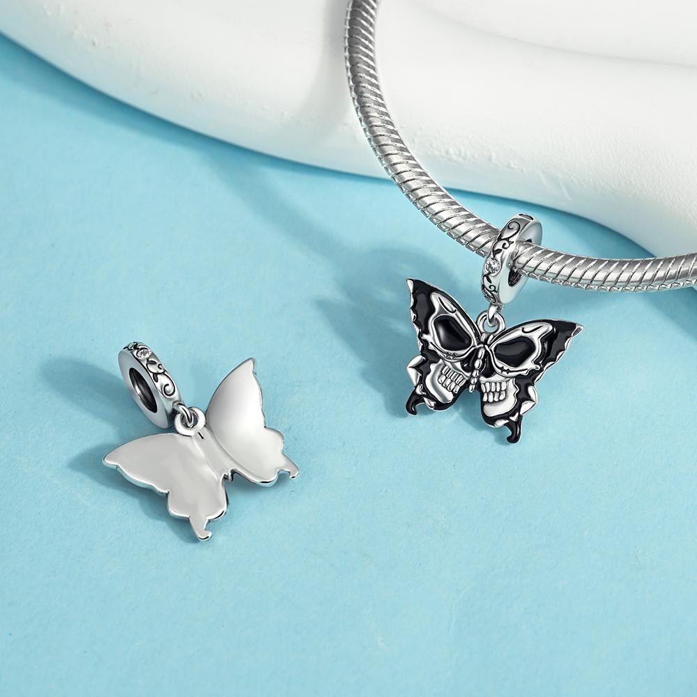 copper Gothic Black Butterfly Pendant Halloween Charm Compatible With Authentic Charm Bracelets Women Do It Yourself Jewellery Gift