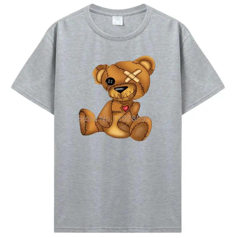 Teddy Bear Playing Badminton T-shirt Cotton Clothing Tops Graphics Kawaii Men Women Short Sleeve Print TShirt Tees Women Men