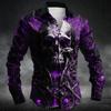Men's Skull Head Printed Long Sleeve Shirts Casual Cardigan New Button Holiday Fashion Shirts