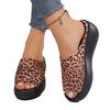 Fashion Mid Heels Women Platform Slippers Summer Wedges Leopard Shoes 2025 New Slingback Sandals Retro Flip Flops Casual Beach Sandalias