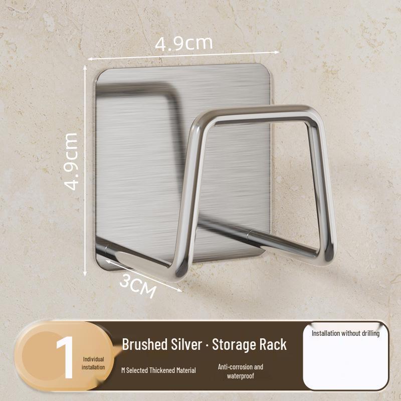 304 Stainless Steel No-Punch Kitchen Sink Hook for Sponge and Rag Storage