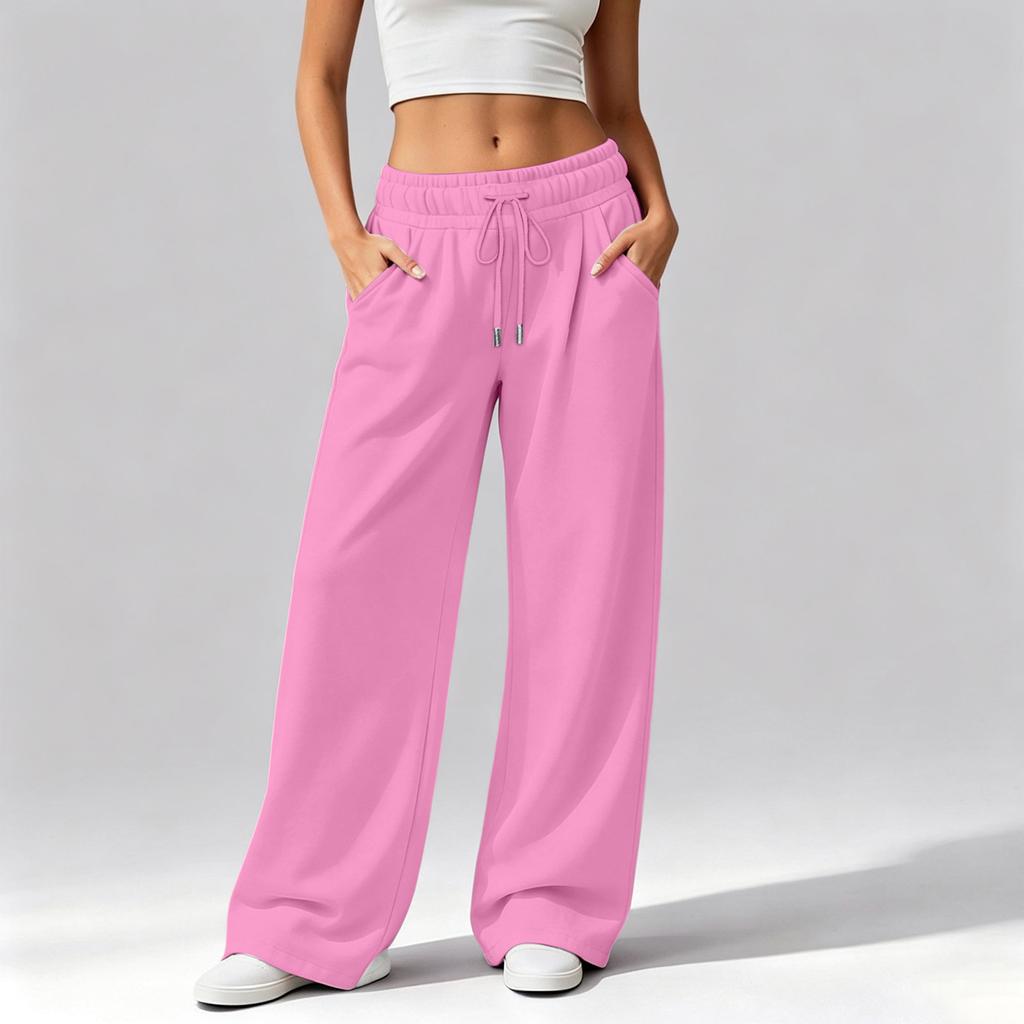 Women's Casual Loose Fit Wide Leg Pants with Pockets Comfortable Winter Long Trousers