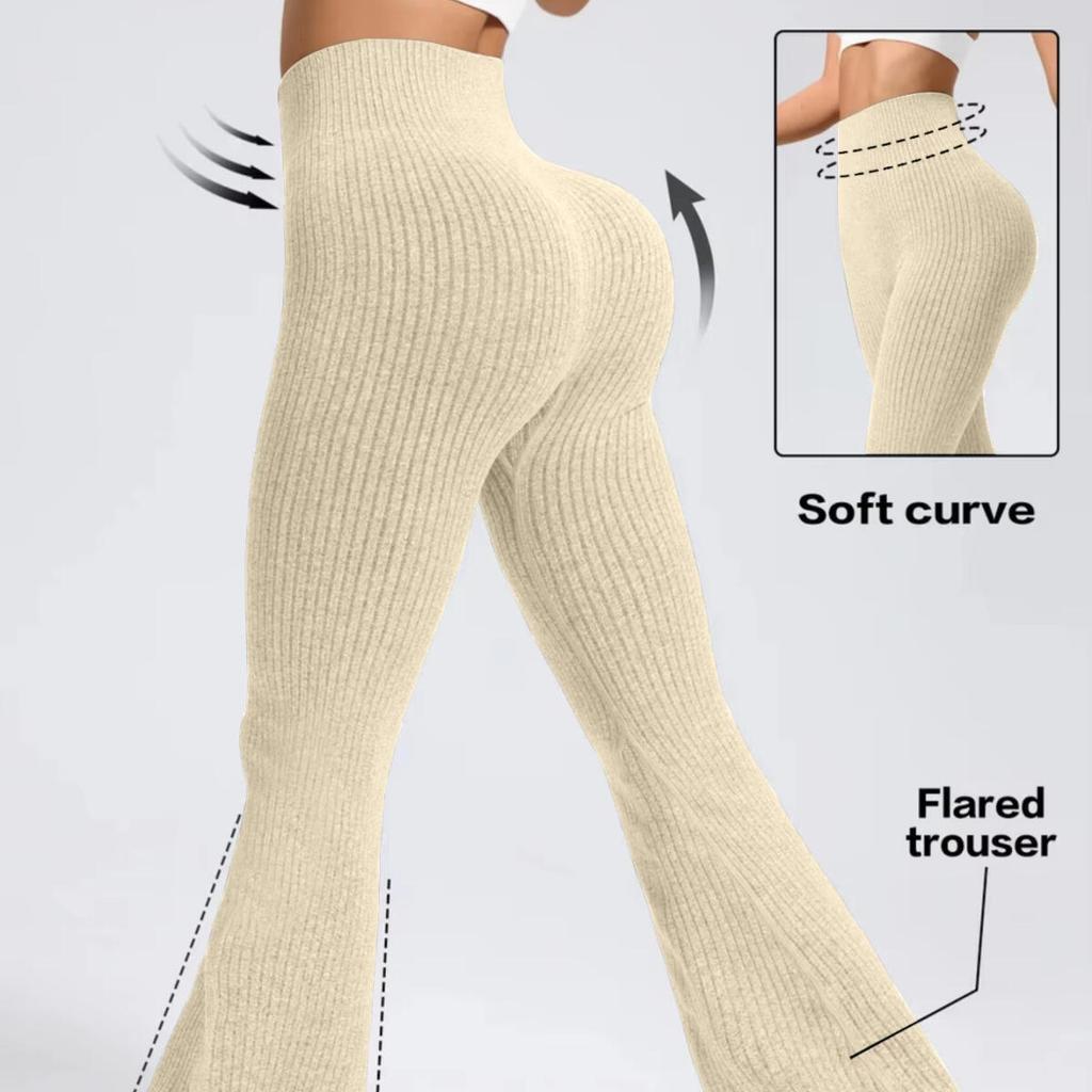 Women's High-Waist Bell Bottom Pants Sporty Tight Fit Comfortable Elastic Design Ideal for Exercise And Daily Wear