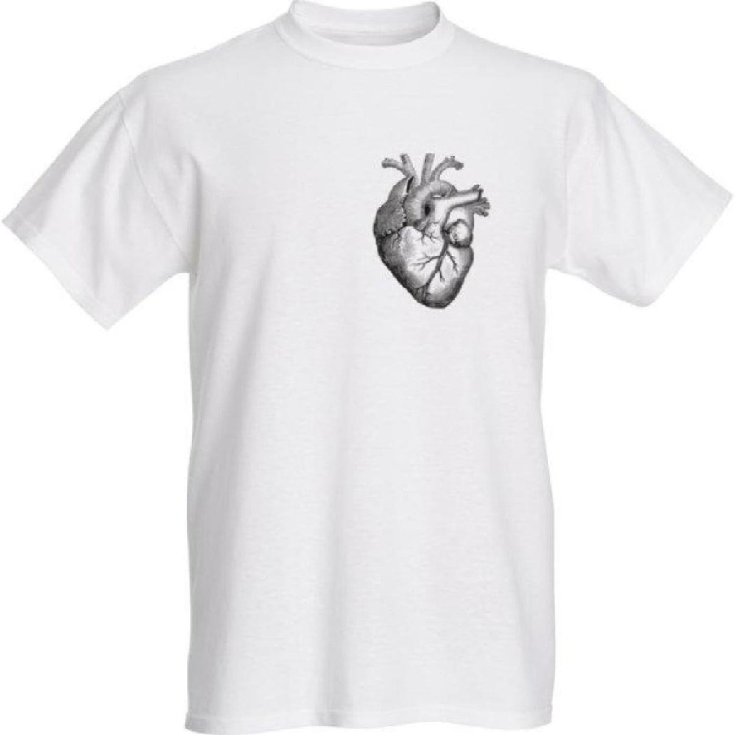 Classy Canuck Heart Sketch T-Shirt - Anatomical Human Heart - Funny Tee XXXXXL белый