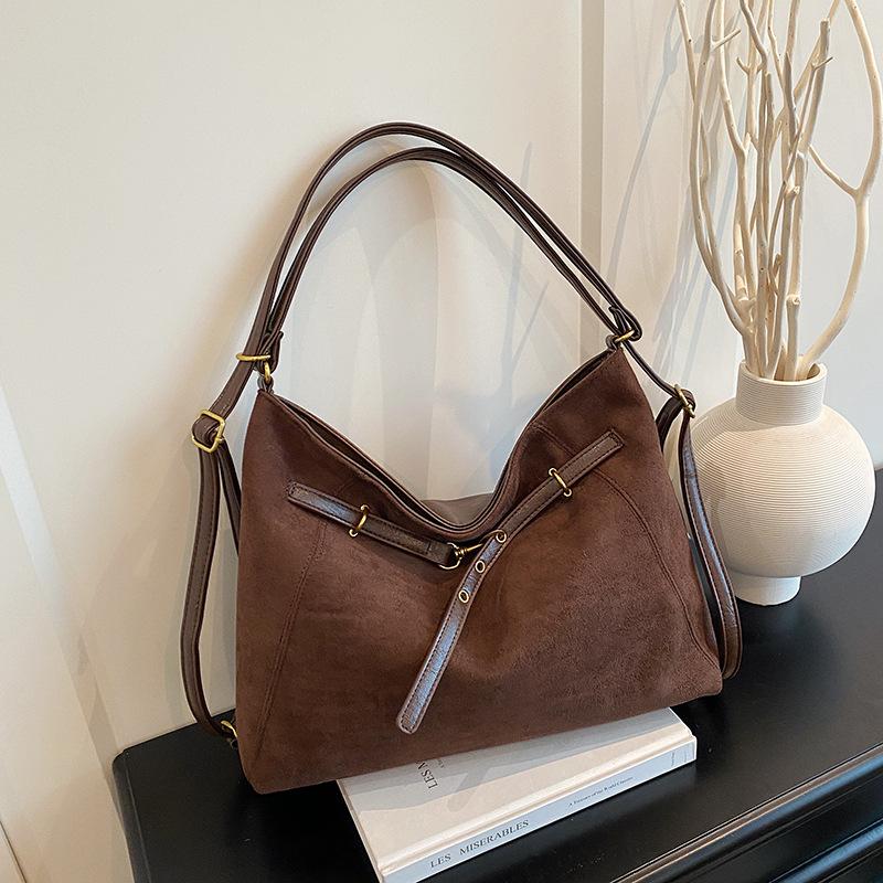 Suede Shoulder Bag for Women Fashion Hobo Handbag with Adjustable Strap