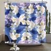 Floral Shower Curtain Flower Butterfly Waterproof Polyester Bathroom Curtain With Hooks Bathtub Screen