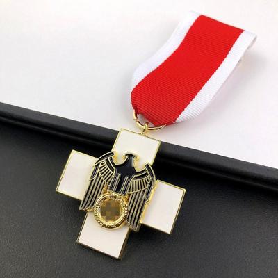 Medaglia del Benessere Sociale dell'Imperatore, Spilla Croce Bianca, Stile Accademia Britannica, Distintivo Metallico con Nastro, Regalo di Natale, Calze della Befana