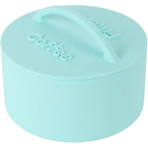 Coffee Filter Holder Reusable Coffee Filter Storage Container with Lid Coffee Basket Used for Family Coffee Counter (Mint Green)