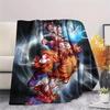 Cartoon Character Goku Pattern Flannel Blanket, High Quality Comfortable for All Seasons, Home Decor, Warmth and Comfort, Perfect for Gifts.