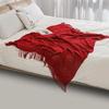 Luxury Solid Color Fringe Bean Blankets Tassels Knitted Throw Blanket Chunky Cozy Farmhouse Gift All Season Comfort For Home