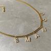 DIY Simple English Letter Necklace with Diamond Inlaid Pendant, Stainless Steel Jewelry for Europe and America.