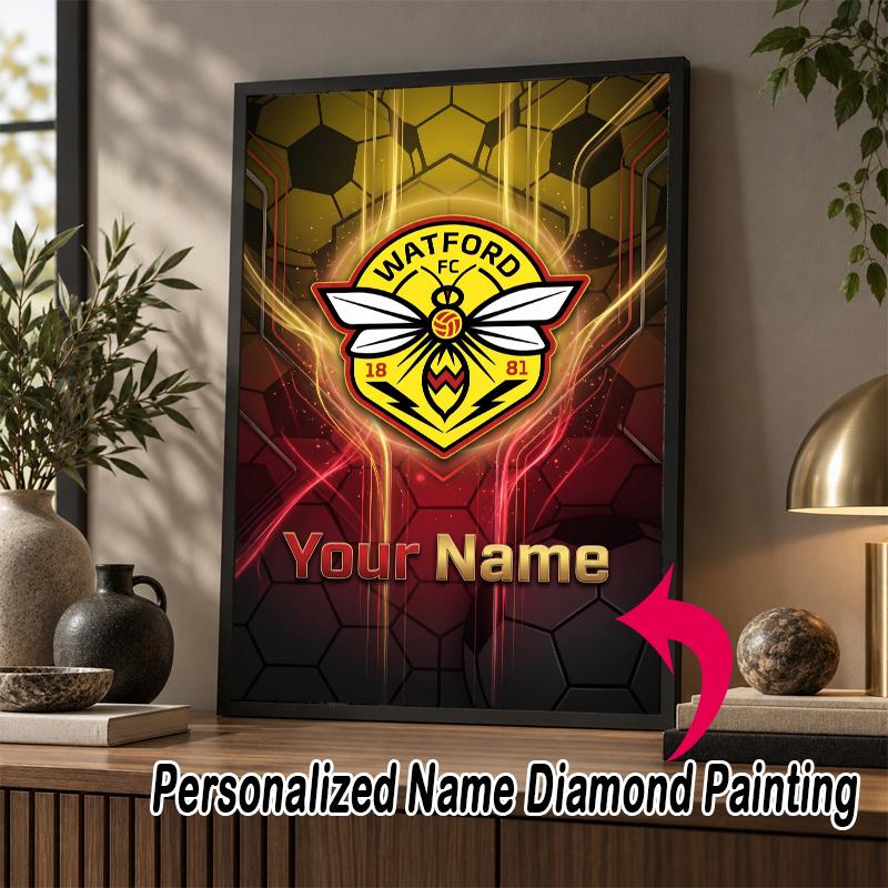 Custom Name Watford FC 5D Diamond Painting Personalized Full Drill Diamond Art Kit Gift