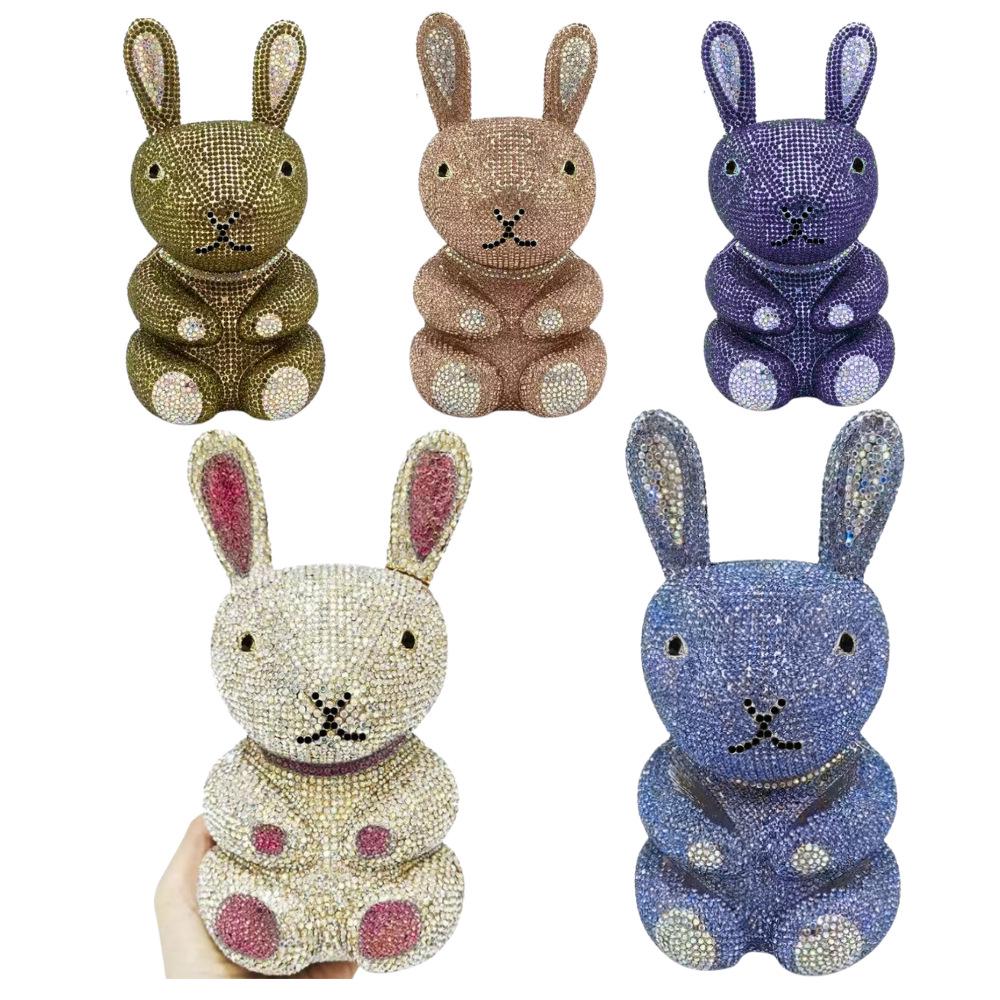 Rhinestone Rabbit Evening Clutch - Elegant Crystal Bag for Parties & Banquets