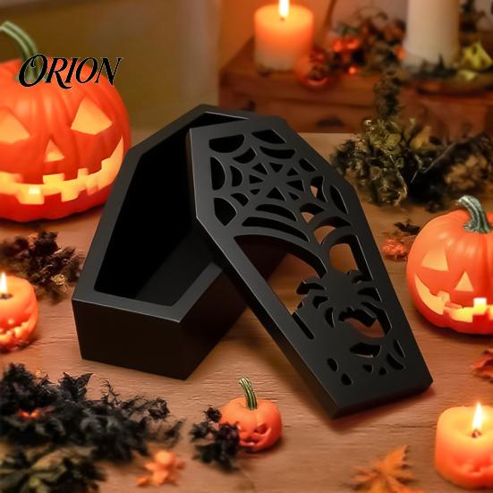 Resin Casting Molds Halloween Coffins Lampshade Silicone Mold, DIY Hollow Ghost Spider Bat Food Grade Crafts Gypsum Cement Epoxy Mold Handmade