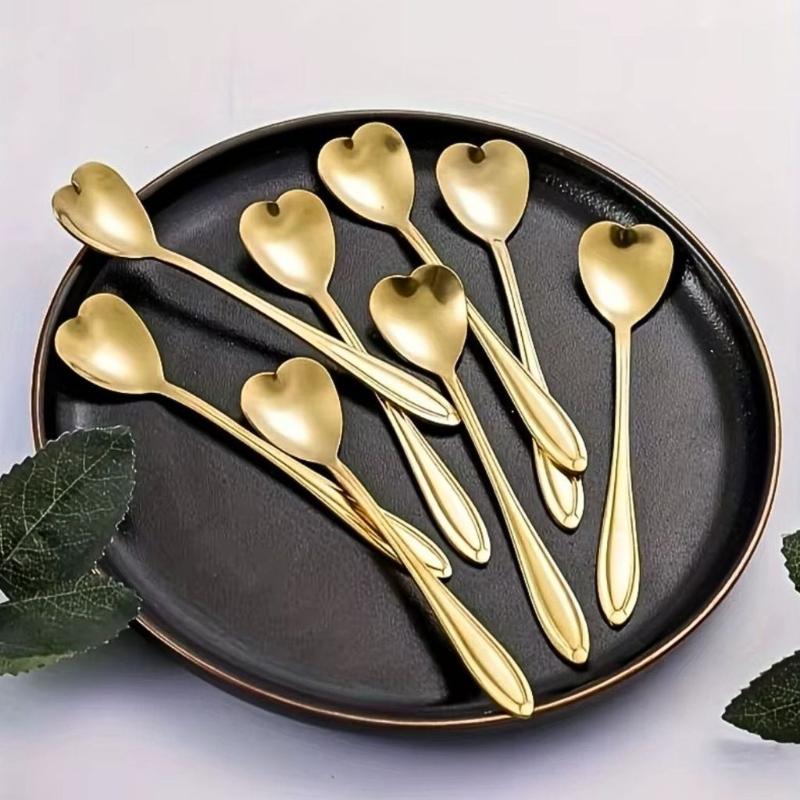 10Pcs Gold Stainless Steel Flower Shaped Spoons Design Rust Resistant Reusable For Coffee Dessert