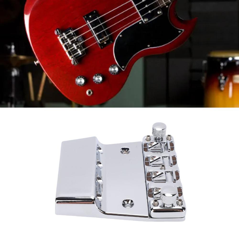 Silver Bass Bridge Metal Saddle Bridge Premium Hardtail Saddle Bridge  For Guitar Repair