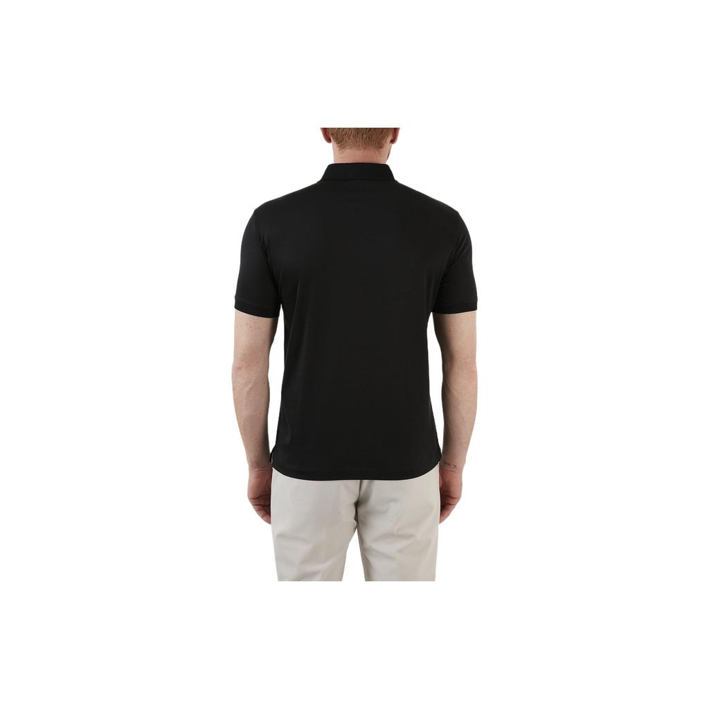 Emporio Armani Ss22 Solid Color Logo Patch Loose Casual Short Sleeve Polo Shirt Men Polo Shirts Black 3L1FAL-1JUVZ-0999