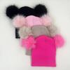 Autumn and Winter Children and Girls Solid Color Imitation Fox Hair Pullover Hat Double Hairball Knitted Hat Windproof Warm Pullover Hat