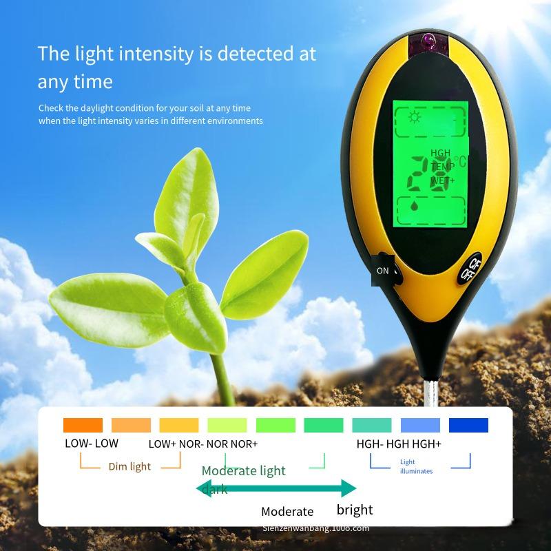 1PC Quality Soil Tester Soil Moisture Meter Soil Temperature Soil PH Meter Four-in-one Soil Detector