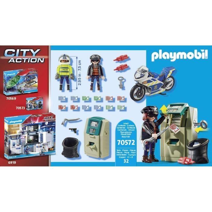 PLAYMOBIL 70572 Policier en moto et voleur, City Action, Les policiers, Dès 4 ans