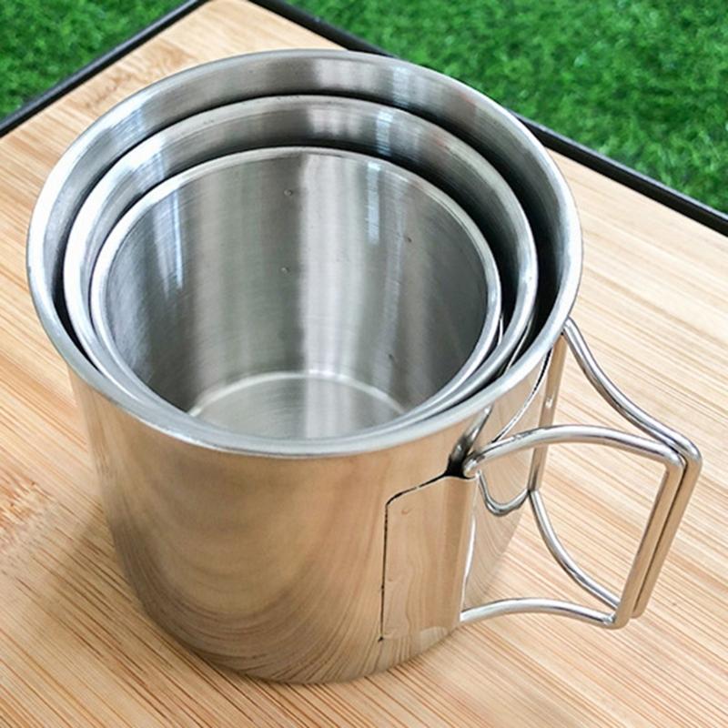 Water Mug Cup with Foldable Handle 220/330/500ml Camping Hiking Mug Beer-Cup