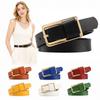 Solid Color Pin Buckle Belt Metal Buckle Thin Leather Belt Fashion Genuine Leather Belt  For Women