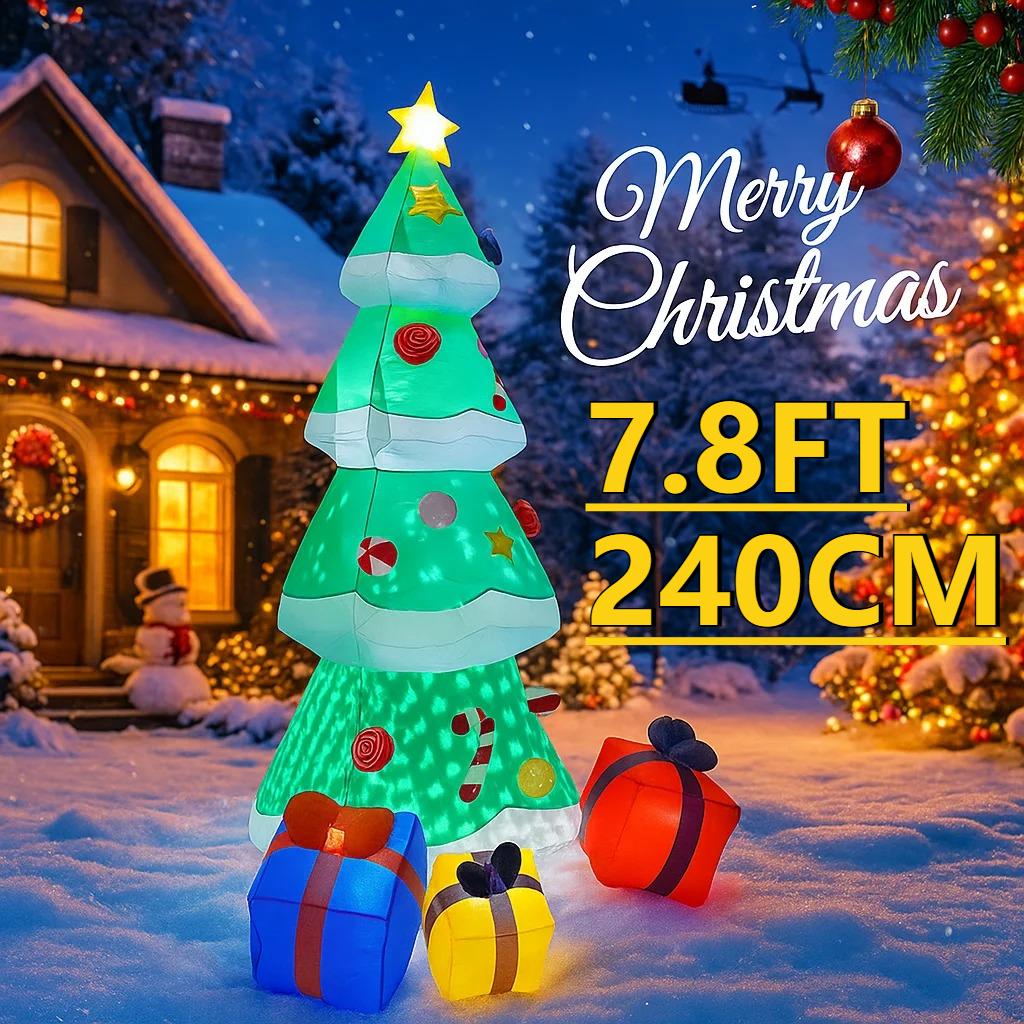 7.8FT LED Inflatable Yard Decoration LED Tree with Gifts Xmas Home Decor Outdoor Indoor Ornaments Supplies Toy Christmas Holiday