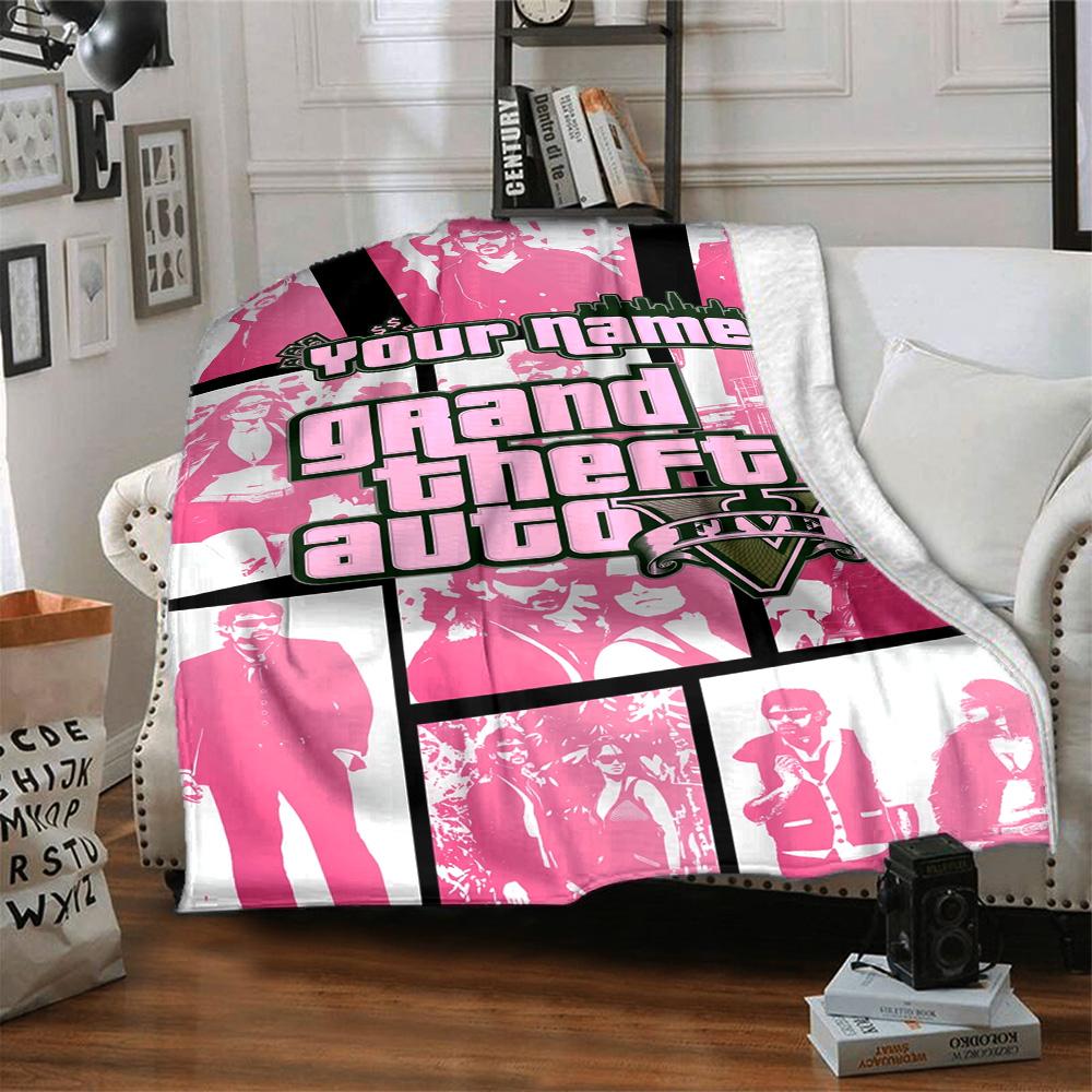 Grand Theft Auto Personalized Name Blanket Cozy Personalized Blanket Comfortable Great for Office Nap Office Chair Couch Four Seasons Multipurpose