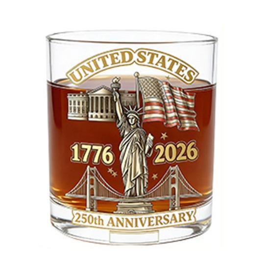 America 250th Anniversary Glass We The People Whiskey Glass Liquor Bourbon Cocktail Glass Patriotic Gift for Father's Day or Veterans