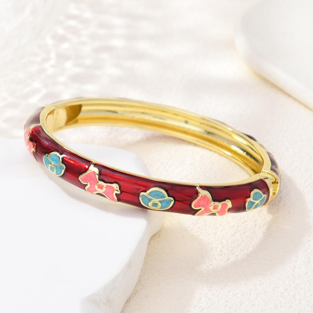 Chinesischer Stil Vintage Cloisonné Armreif Traditionelles Damen-Handarmband Glasierter Armreif Mädchen
