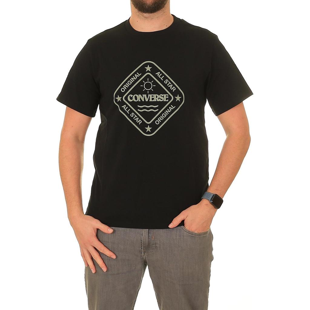 Converse T Shirts Men's Black Crew Neck Moderate Straight Fit 10026529-A01