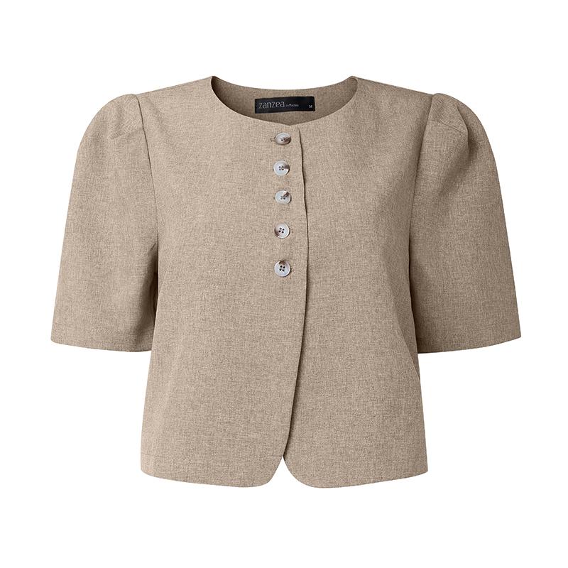 

ZANZEA Женская повседневная блузка с круглым вырезом, коротким рукавом и пуговицами 4XL хаки
