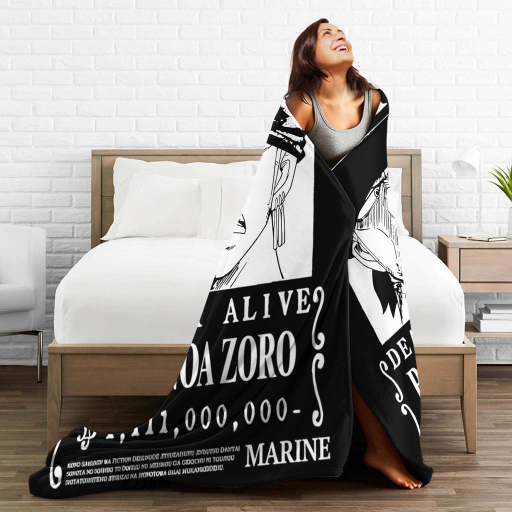 Zoro Wanted Luffy Anime Blanket Flannel Throw Blanket Bedroom Sofa Printed Ultra-Soft Warm Bedsprea,