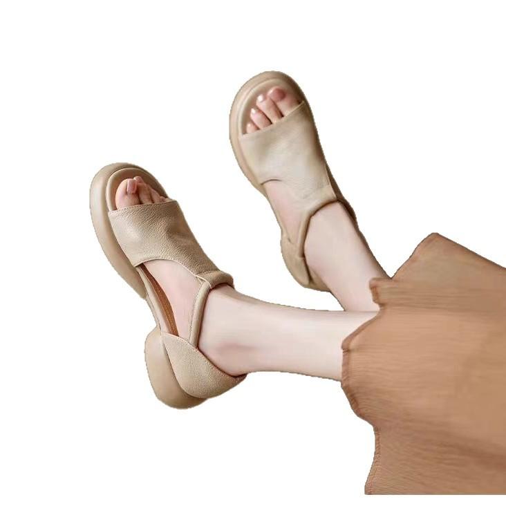 New women's one-pedal sandals casual solid color silver comfortable rubber sole large size women's shoes beach sandals