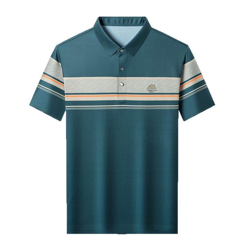 Men'S Short-Sleeved Breathable Lapel Mature Polo Shirt, Top Medium Business Casual High-End Non-Ironing T-Shirt