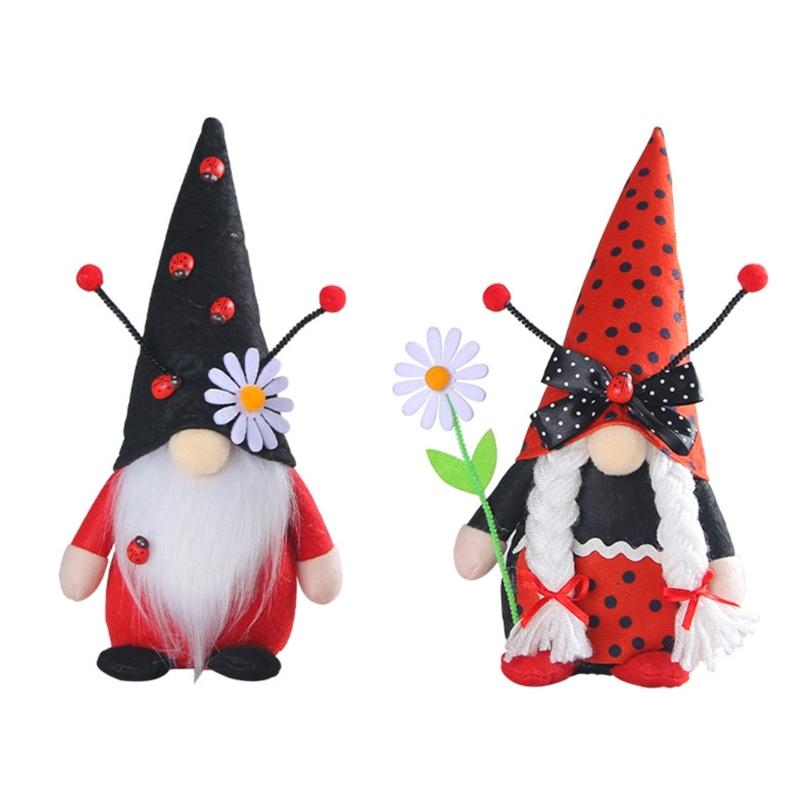 Ladybug Gnomes Tomtes Nisse Swedish Dwarfs Faceless Doll for Halloween Kitchen