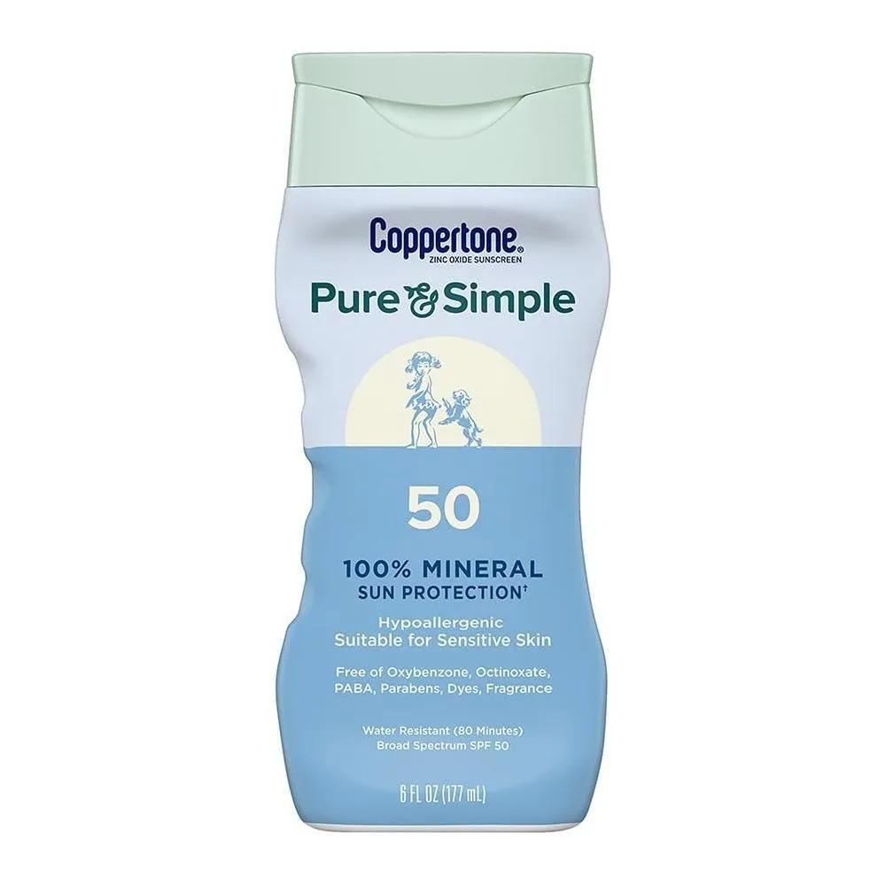 Coppertone Pure and Simple 177ml 1 Pack SPF50 Mineral Coppertone Pure and Simple Zinc Oxide Mineral