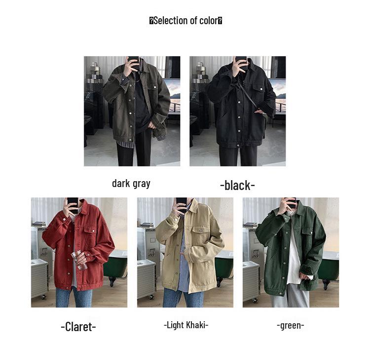 Pánská trendy volná džínová bunda - Velká, ležérní všestranný svrchní oděv na podzim/zimu