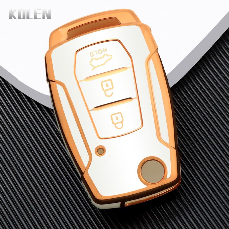TPU Car Flip Key Case Cover Shell Fob For Ssangyong Kyron 2 Sanka Actyon Korando Tivoli 3 Buttons Key Protective Holder Keychain