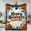 1pc Halloween-Themed Pumpkin Bat Print Blanket, Strong Festive Atmosphere, Multi-Size Available, Suitable for Living Room, Bedroom, Study, Office, Out
