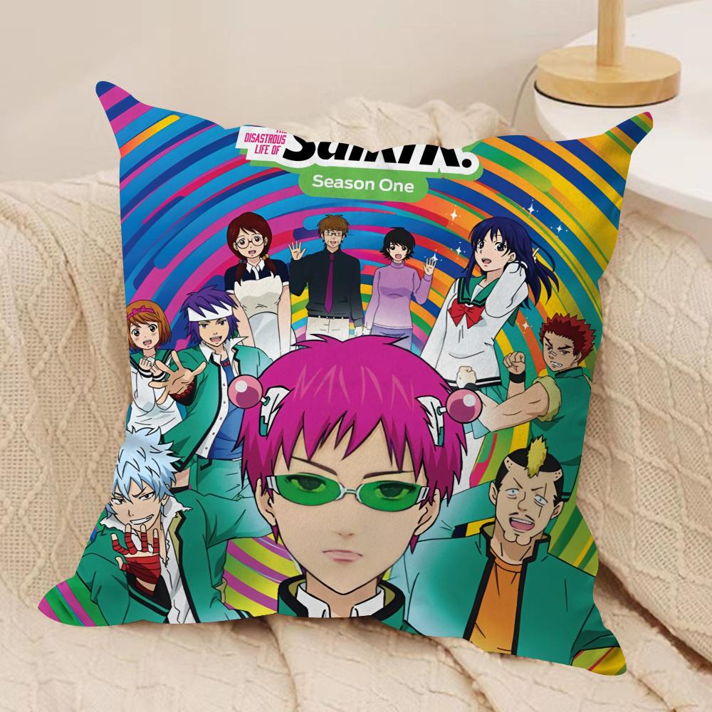 

Saiki KKusuoTeruhashi Kokomi Cushion Cover Silky Short Plush Invisible Zipper Dustproof Sofa Pillow Case for Home Decor 30x30cm