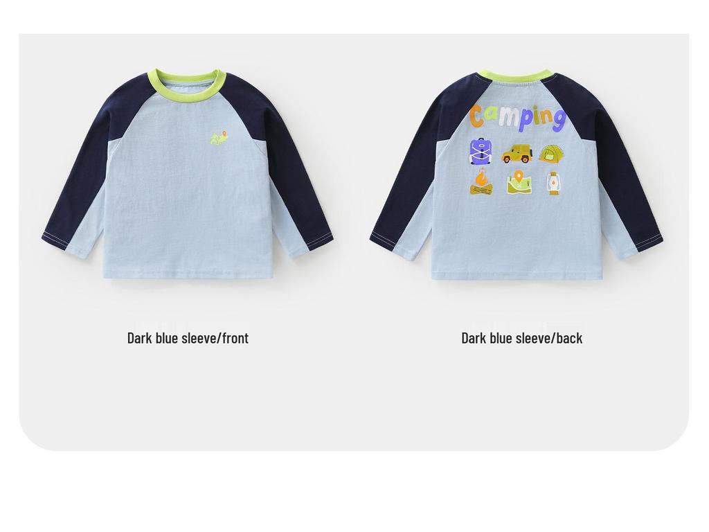 2026 New Boys' Pure Cotton Long-Sleeve T-shirt for Spring/Autumn - Baby Toddler Kids Base Layer